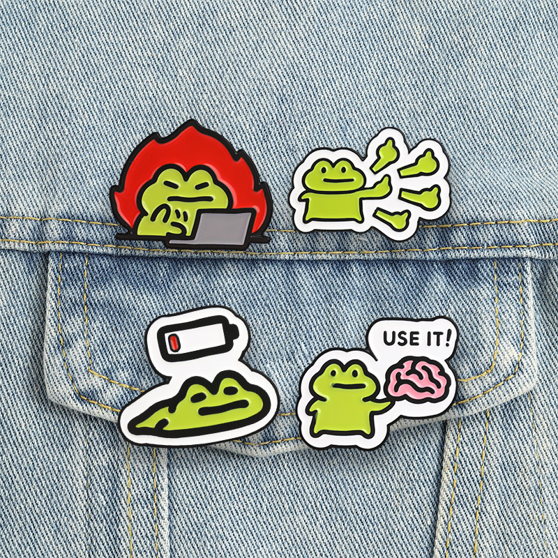 Kawaii Tech Accessories - Funny Frog Badges Cute Cartoon Enamel