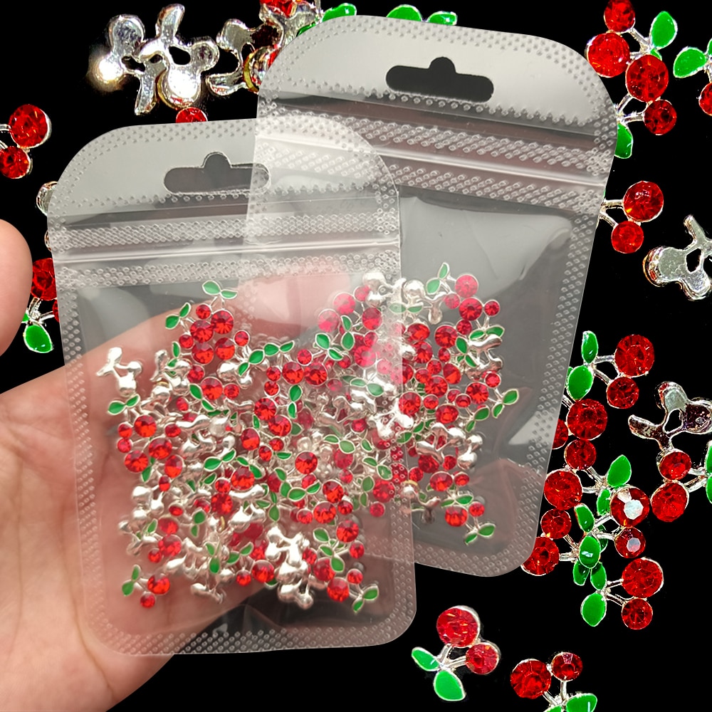 Trending Tech Accessories - 20pcs/bag Cherry Aolly Nail Charms Red/Pink
