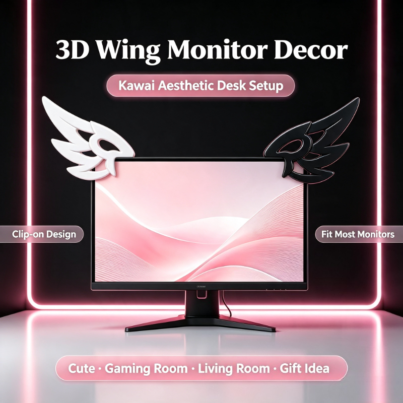 Kawaii Tech Accessories - Kawaii 3D Wing Decor for Computer