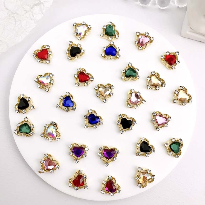 Trending Tech Accessories - 10pcs Luxury Alloy Nail Charms Heart