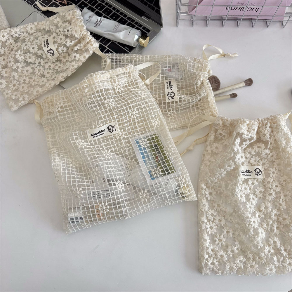 Lace Embroidered Daisy Mesh Dr - Tech Accessories Travel Bag ulasan dan harga