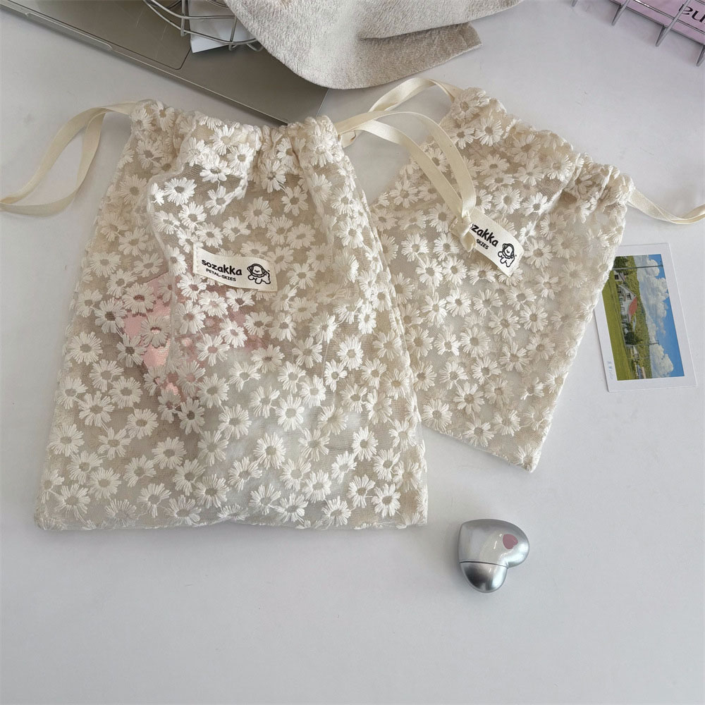 Lace Embroidered Daisy Mesh Dr - Tech Accessories Travel Bag ulasan dan harga